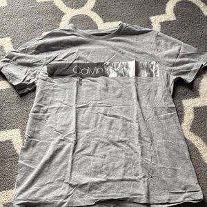 Calvin Klein Silver and Gray Graphic Tee